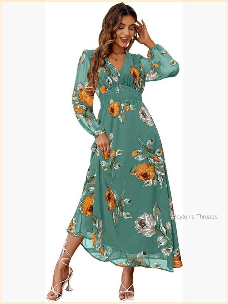 Flowy Boho Floral Maxi Dress V-Neck Short Sleeve Wedding Guest Holiday Beach